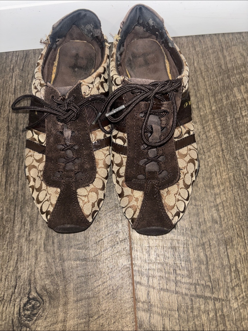 Womens CoachBrown Patterned Sneakers